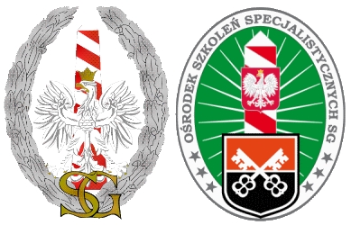 Logo Straży Granicznej oraz Ośrodka Szkoleń Specjalistycznych Straży Granicznej w Lubaniu.