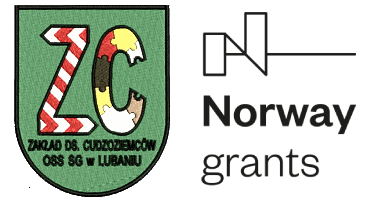 Logo Zakładu ds. Cudzoziemców i logo Norway Grants