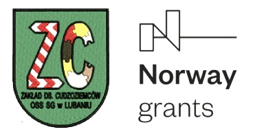 Logo Zakładu ds. Cudzoziemców i logo Norway Grants