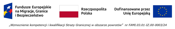 Logo Funduszu Azylu, Migracji i Integracji, flaga Rzeczpospolitej Polskiej i Unii Europejskiej
