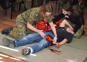 Funkcjonariuszki Straży Granicznej w sali wykładowej podczas szkolenia