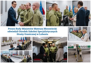 Prezes Rady Ministrów Mateusz Morawiecki z wizytą w Ośrodku Szkoleń Specjalistycznych Straży Granicznej w Lubaniu